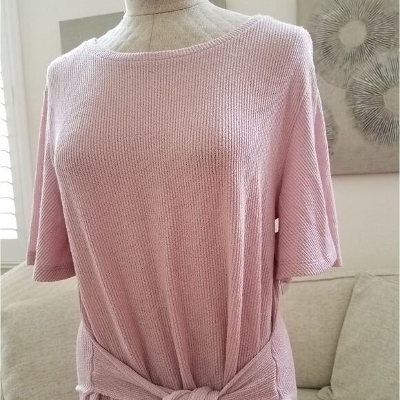 BP Tie Front Waffle Knit Tee sz XS in Pink - Picture 5 of 12